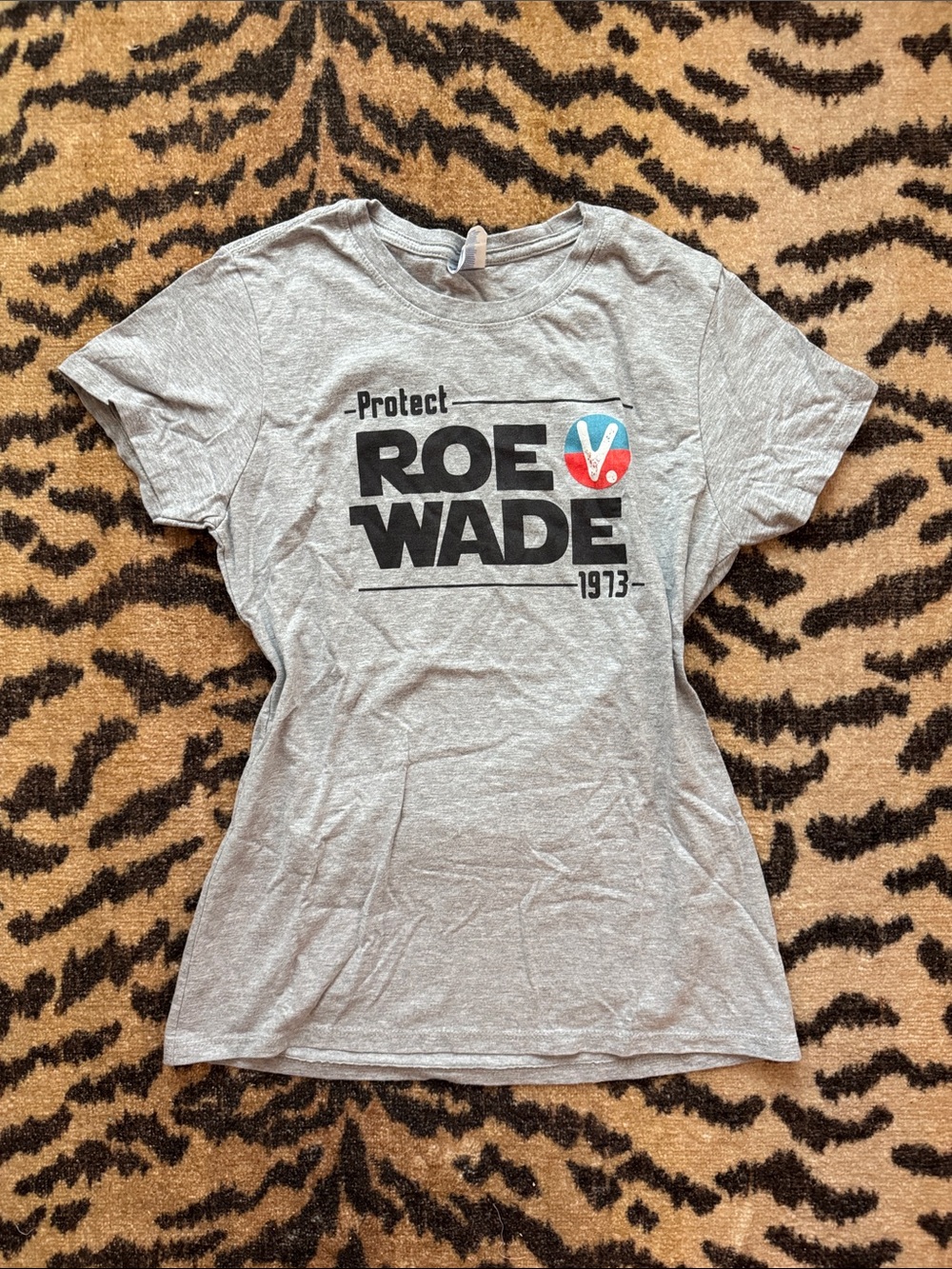 Protect Roe Wade 1973 Short Sleeve Graphic Tee - Gray women’s fitted tee